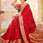 Classic Satin Silk Red Weaving Saree