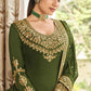 Salwar Suit Vichitra Silk Green Embroidered Salwar Kameez