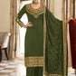 Salwar Suit Vichitra Silk Green Embroidered Salwar Kameez