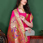 Designer Silk Rani Patch Border Saree