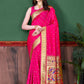 Designer Silk Rani Patch Border Saree