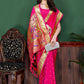 Designer Silk Rani Patch Border Saree
