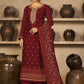 Floor Lenght Salwar Suit Vichitra Silk Maroon Cord Work Salwar Kameez