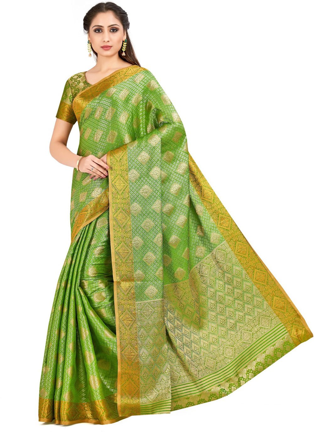 Classic Kanjivaram Silk Green Zari Saree