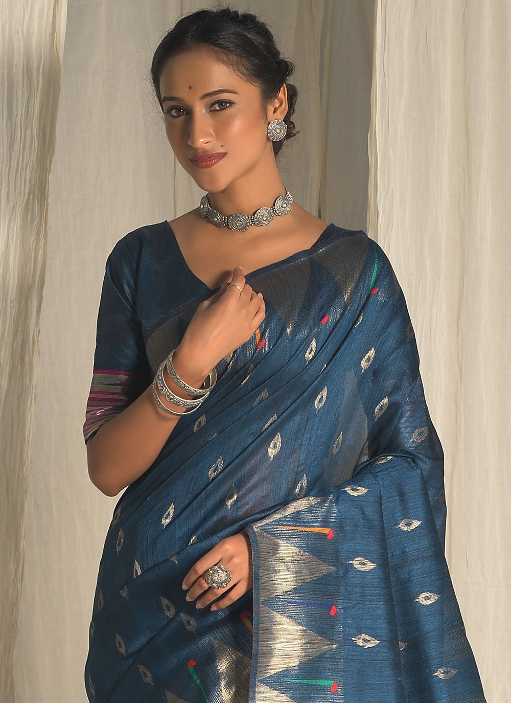 Classic Silk Blue Woven Saree