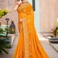 Contemporary Shimmer Silk Orange Embroidered Saree