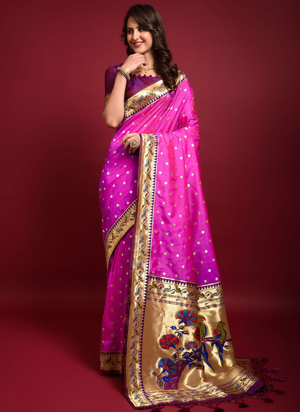 Traditional Saree Silk Rani Woven Saree