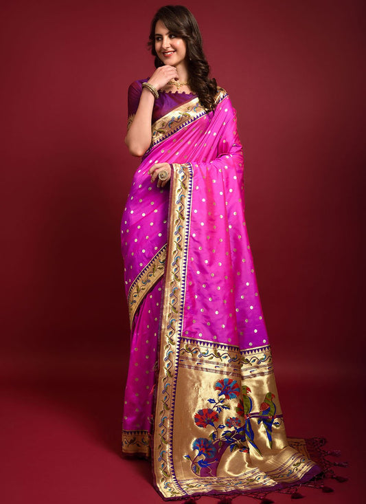 Traditional Saree Silk Rani Woven Saree