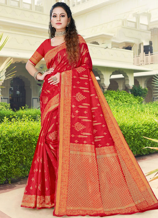 Classic Silk Red Zari Saree