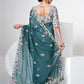 Traditional Saree Organza Green Dori Work Saree