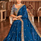 Trendy Saree Organza Blue Thread Saree
