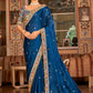 Trendy Saree Organza Blue Thread Saree