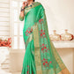 Classic Art Silk Turquoise Embroidered Saree