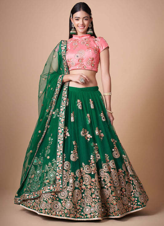 Lehenga Choli Net Green Dori Work Lehenga Choli