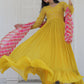 Gown Chiffon Yellow Embroidered Gown